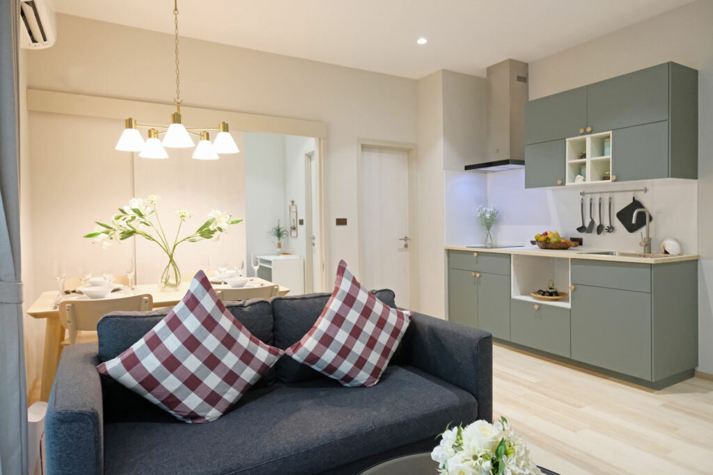 The Title Halo 1 — open-plan living and kitchen